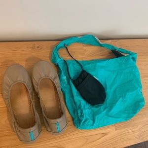 Tieks taupe leather flats